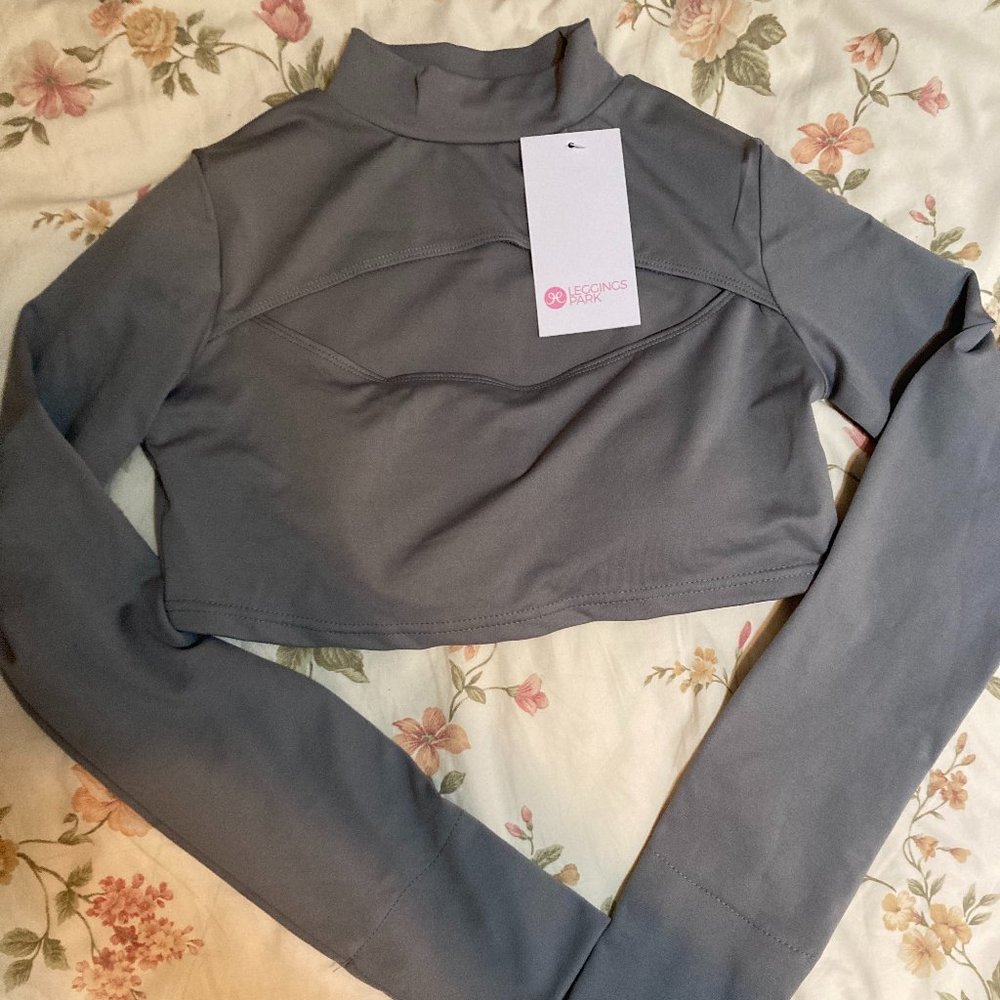 Leggings Park Womens Activewear Crop Top Gray